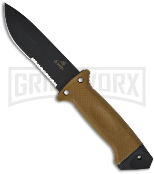 Gerber LMF II Infantry Brown Fixed Blade Combat Knife - Black Serr -AKC Knife Shop gerber lmf ii infantry brown 22 01463 large