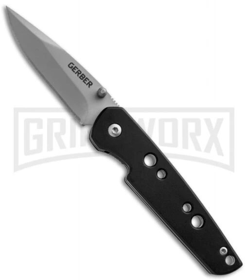 Gerber SB 2.5 Black Aluminum Folding Knife - Bead Blast Plain -AKC Knife Shop gerber sb2 5 plain beadblast 22 41535 large