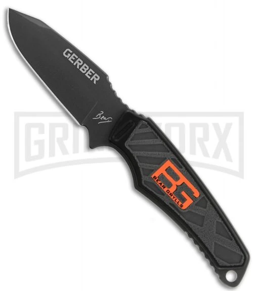 Gerber Bear Grylls Compact Fixed Blade Knife - Black Plain -AKC Knife Shop gerberfixed ultra compact 31 001516 large