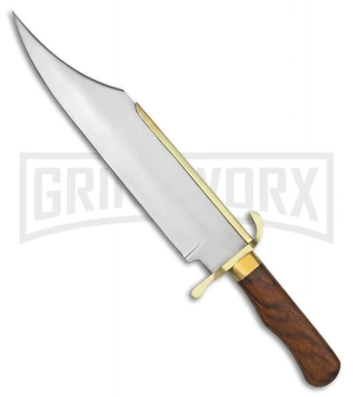 Tallen Primitive Bowie Brown Wood Fixed Blade Knife - Two-Tone Plain -AKC Knife Shop grindworx primitive bowie brown wood tt BP 28369 jr large