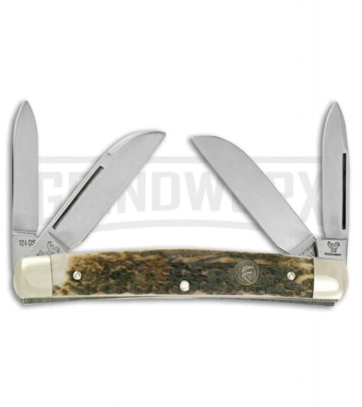 Hen & Rooster Congress Brown Stag Pocket Knife -AKC Knife Shop hen and rooster congress brown stag BP 29739 jr large