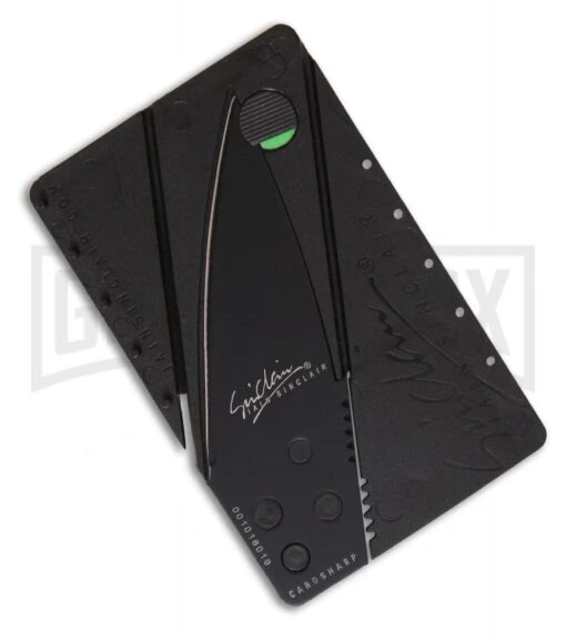 Iain Sinclair CardSharp 2 Credit Card Utility Knife - Black Plain -AKC Knife Shop iain sinclair credit card knife is1b card large