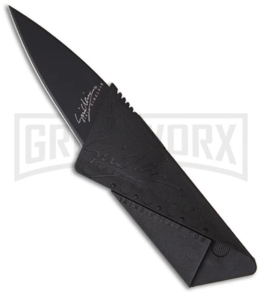 Iain Sinclair CardSharp 2 Credit Card Utility Knife - Black Plain -AKC Knife Shop iain sinclair credit card knife is1b large