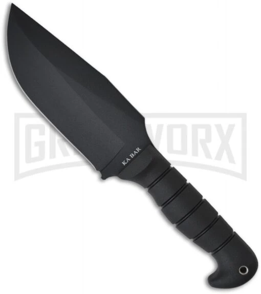 Ka-Bar Warthog Black Fixed Blade Knife - Black Plain -AKC Knife Shop ka bar 02 1278 large