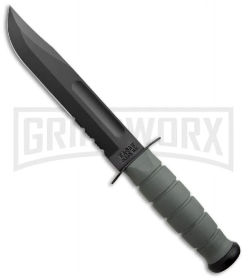 Ka-Bar BowieFoliage Green Full-Size Knife - Black Serr -AKC Knife Shop ka bar 5012 usa green serrated large