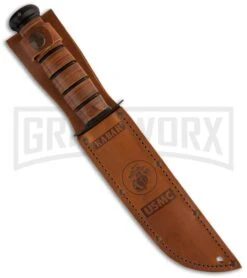 Ka-Bar Bowie Full-Size USMC Knife Leather Sheath - Black Serr -AKC Knife Shop ka bar full size usmc fighting 02 1218 sheath large