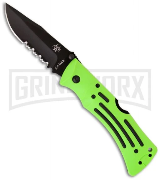 Ka-Bar Zombie Mule Green Zytel Folding Knife - Black Serr -AKC Knife Shop ka bar zombie mule folder serr 02 3059 large