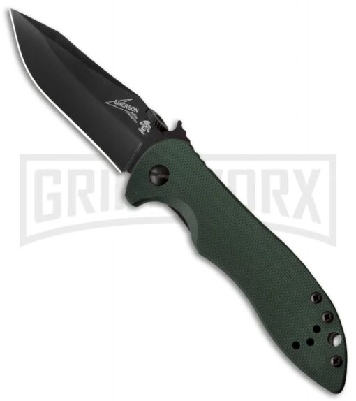 Kershaw Emerson CQC-5K Green G-10 Liner Lock Knife - Black Plain -AKC Knife Shop kershaw emerson cqc 5k 6070lblk BHQ 21425 jr large