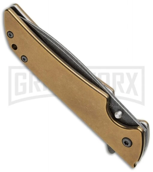 Kershaw Skyline Flytanium Bronze Titanium Folding Knife - Blackwash Plain -AKC Knife Shop kershaw fly1760bw bronze bottom cm large