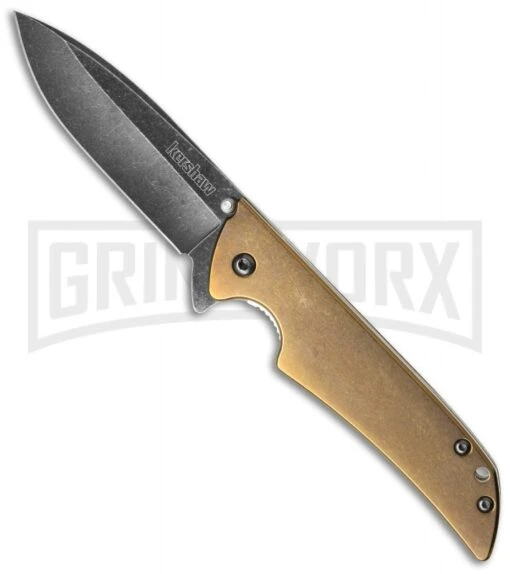 Kershaw Skyline Flytanium Bronze Titanium Folding Knife - Blackwash Plain -AKC Knife Shop kershaw fly1760bw bronze cm large