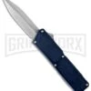 Lightning Blue D/A OTF Automatic Knife - Satin Dagger Plain -AKC Knife Shop lightning blue satin dagger plain cm large