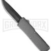 Lightning Gray D/A OTF Automatic Knife - Black Plain -AKC Knife Shop lightning grey black plain large