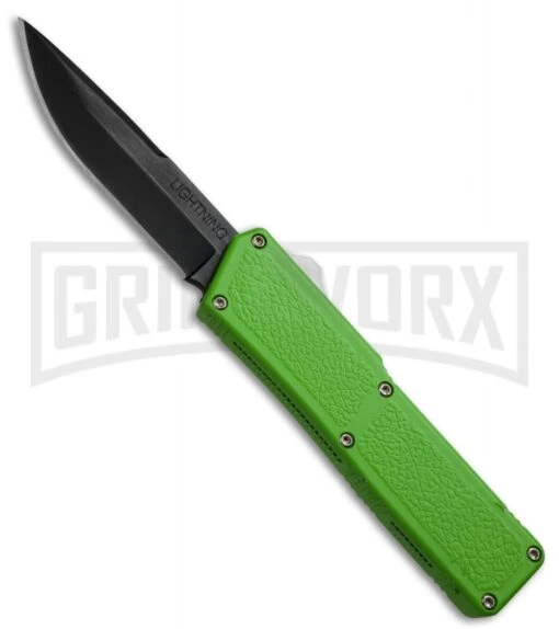 Lightning Zombie Edition Green D/A OTF Automatic Knife - Black Plain -AKC Knife Shop lightning plain green black large