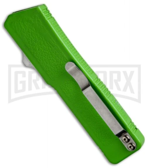 Lightning Zombie Edition Green D/A OTF Automatic Knife - Black Plain -AKC Knife Shop lightning plain green black side large