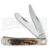 Marble's Trigger Lead Trapper Brown Polymer Manual Folding Knife - Satin Plain -AKC Knife Shop marbles trigger lead trapper brown polymer manual satin BP 28767 jr large