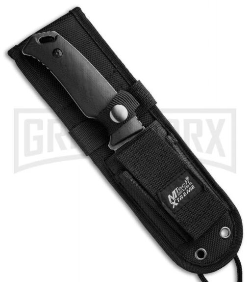 M-Tech Extreme Tactical G-10 Fixed Blade Knife - Darkwash Plain -AKC Knife Shop mtech fixed extreme black stonewash mx 8108 sheath large