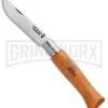 Opinel Knives No. 5 Beech Wood Folding Knife - Carbon Steel Plain -AKC Knife Shop opinel 5 carbon large