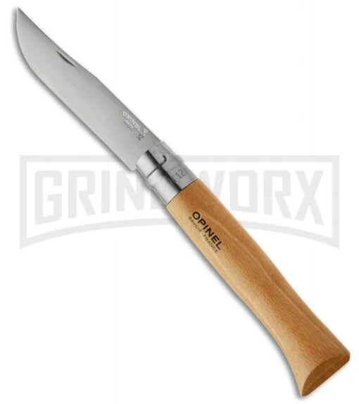 Opinel Knives No. 12 Beechwood Folding Knife - Stainless Steel -AKC Knife Shop opinel folding beechwood no 12 large