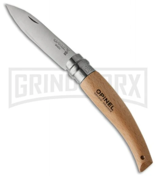 Opinel Knives No. 8 Garden Beech Wood Folding Knife - Stainless Steel -AKC Knife Shop opinel folding knife beech no 8 garden large