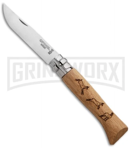 Opinel Knives No. 8 Oak Folding Knife Chamois - Stainless Steel -AKC Knife Shop opinel op 01621 oak chamois large