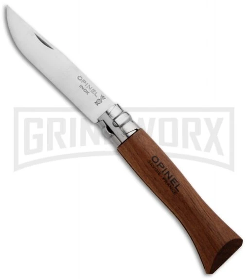 Opinel Knives No. 6 Walnut Folding Knife - Stainless Steel -AKC Knife Shop opinel op00982 walnut folder large