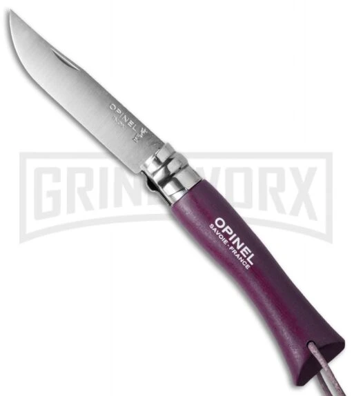 Opinel Knives Trekking No 7 Plum Folding Knife - Stainless Steel -AKC Knife Shop opinel op01444 cm large