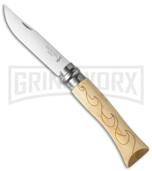 Opinel Knives Nature Wave No. 7 Beech Wood Folding Knife - Stainless Steel -AKC Knife Shop opinel op01552 cm large