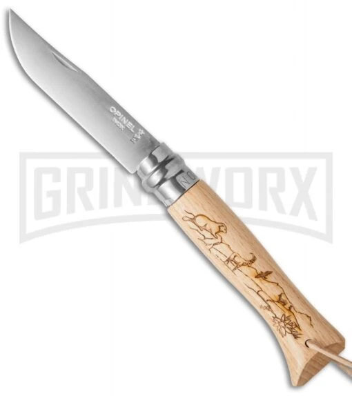 Opinel No. 8 Beachwood Folding Knife Mountain - Stainless Steel -AKC Knife Shop opinel op01641 cm large