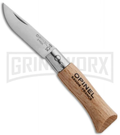 Opinel Stainless Steel Blade Folding Knife Set (Set Of 10) Beechwood -AKC Knife Shop opinel small folder light wood op01070 large