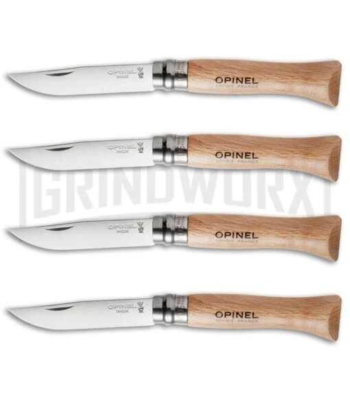 Opinel Knives No. 6, 7 & 8 Stainless Steel Folding Knife Set - 12 Piece -AKC Knife Shop opinel stainless steel beech no 6 group large