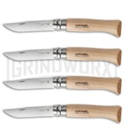 Opinel Knives No. 6, 7 & 8 Stainless Steel Folding Knife Set - 12 Piece -AKC Knife Shop opinel stainless steel beech no 8 group large