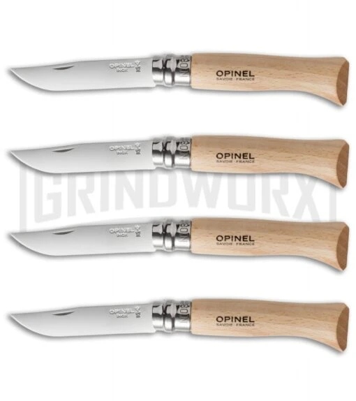 Opinel Knives No. 6, 7 & 8 Stainless Steel Folding Knife Set - 12 Piece -AKC Knife Shop opinel stainless steel beech no 8 group large