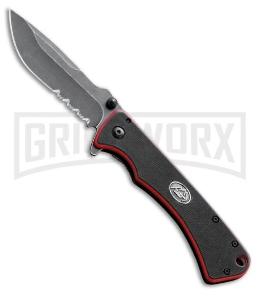 Outdoor Edge Divide 3.5" Black G-10 Frame Lock Knife - Black Stonewash Serr -AKC Knife Shop outdoor edge divide black g 10 fl black sw serr BP 28212 jr large