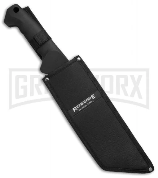 Renegade Tactical Kudzo Jungle Thrasher Fixed Blade Machete - Black Plain -AKC Knife Shop renegade tactical kudzo jungle thrasher machete black RT105 BP 18708 er sheath large