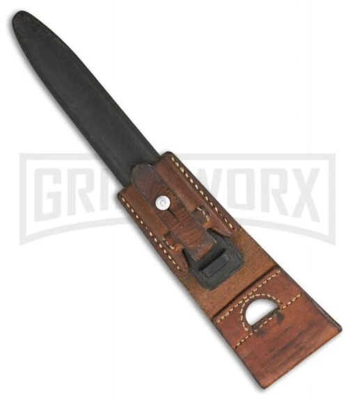 Rite Edge Swiss Combat Black Double Edged Fixed Blade Knife - Satin Dull -AKC Knife Shop rite edge swiss combat black double edge satin dull BP 29518 jr sheath large