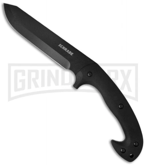 Schrade SCHF43 Frontier Black TPE Fixed Blade Knife - Black Plain -AKC Knife Shop schrade fixed schf43 cm large