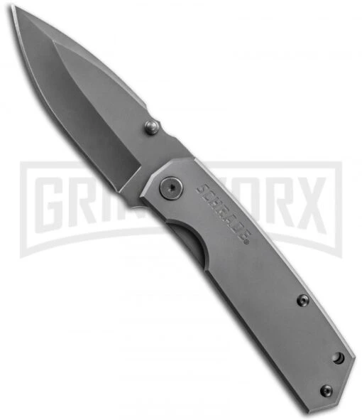 Schrade SCH303 Tactical Drop Point Folding Knife - Gray Plain -AKC Knife Shop schrade frame sch303 large