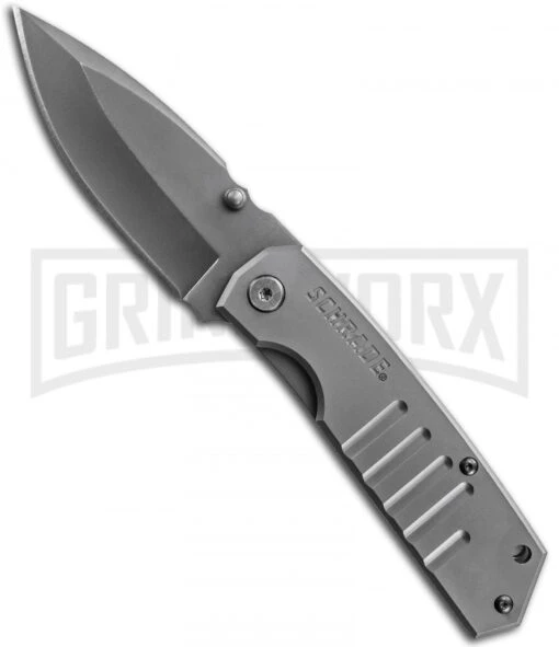 Schrade SCH304 Tactical Drop Point Folding Knife - Gray Plain -AKC Knife Shop schrade frame sch304 large