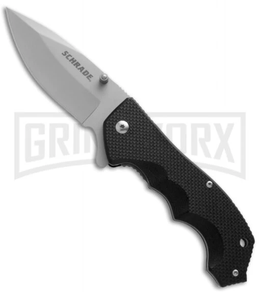 Schrade Black G-10 Folding Knife - Bead Blast Plain -AKC Knife Shop schrade sch109 large