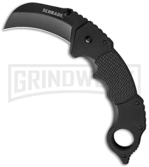 Schrade Karambit Black G-10 Folding Knife - Black Plain -AKC Knife Shop schrade sch110 large