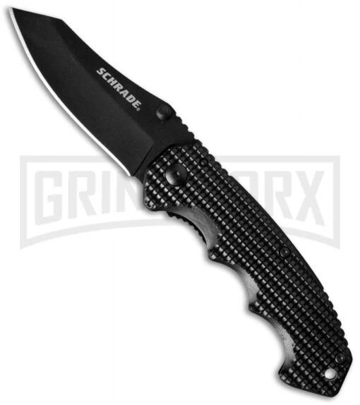 Schrade SCH211 Black Liner Lock Folding Knife - Black Plain -AKC Knife Shop schrade sch211 cm large