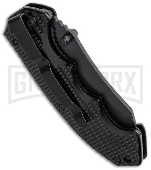 Schrade SCH211 Black Liner Lock Folding Knife - Black Plain -AKC Knife Shop schrade sch211 side cm large