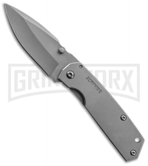 Schrade SCH303M Mini Tactical Drop Point Folding Knife - Gray Plain -AKC Knife Shop schrade sch303m large