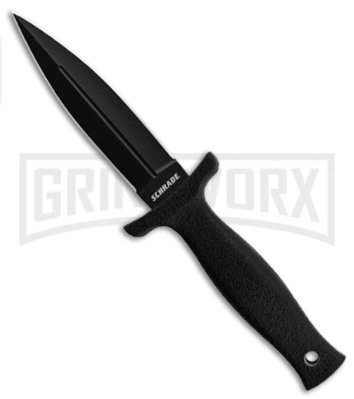 Schrade SCHF19 Compact Boot D/E Fixed Blade Knife - Black Plain -AKC Knife Shop schrade schf19 large