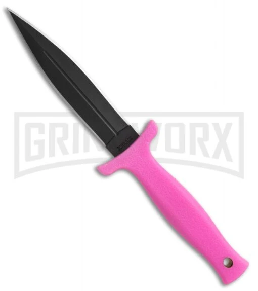 Schrade Small Boot Knife Pink TPE Fixed Blade Knife - Black Plain -AKC Knife Shop schrade schf19hp large