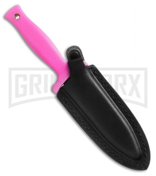 Schrade Small Boot Knife Pink TPE Fixed Blade Knife - Black Plain -AKC Knife Shop schrade schf19hp schf19hpf sheath large