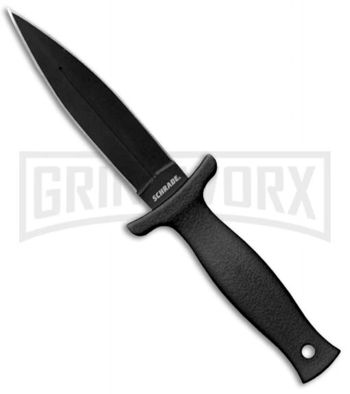 Schrade SCHF19L Black Large Boot Knife D/E Fixed Blade - Black Plain -AKC Knife Shop schrade schf19l large