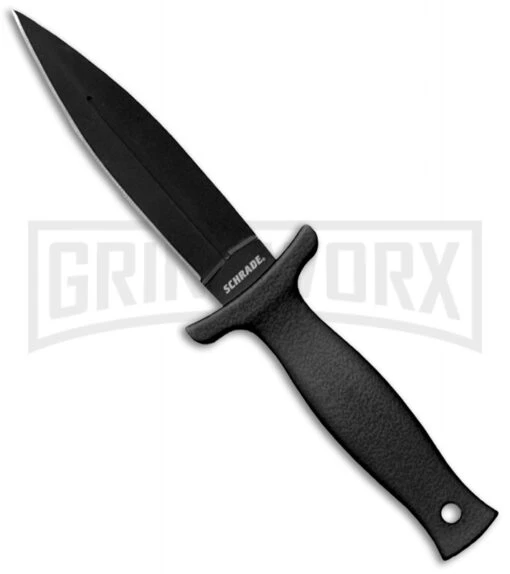 Schrade SCHF19LF Large Boot Knife S/E Fixed Blade Knife - Black Plain -AKC Knife Shop schrade schf19lf large