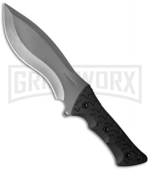 Schrade Large Black TPE Fixed Blade Knife - Titanium Plain -AKC Knife Shop schrade schf28 large