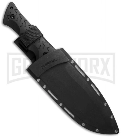 Schrade Large Black TPE Fixed Blade Knife - Titanium Plain -AKC Knife Shop schrade schf28 sheath large